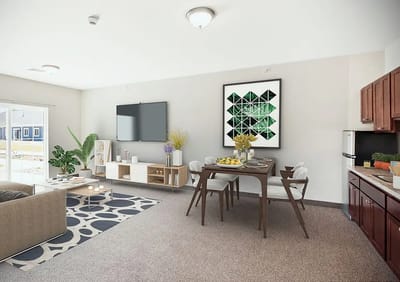 Bright and modern shared living space in the facility