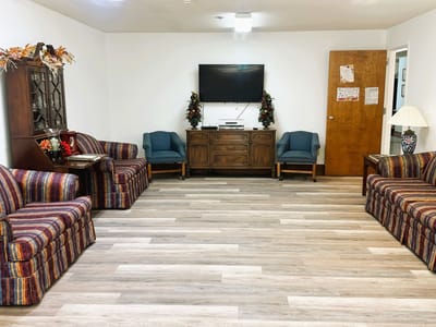 Common area with seating and decorations
