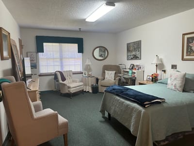 Cozy resident room with comfortable seating area
