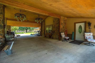 Covered entrance area leading to the facility