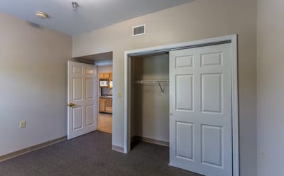 Interior view of a private room with open doors