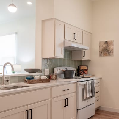 Well-equipped kitchen in a senior living facility