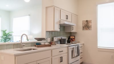 Bright kitchen space with modern appliances