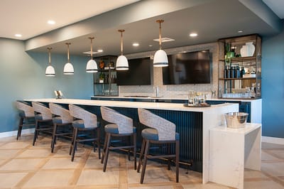A well-designed bar area in a common room