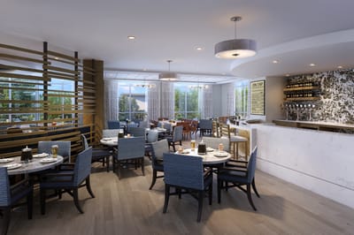 Elegantly designed dining area with tables set for meals