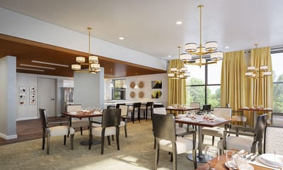 Elegant dining room setup with well-dressed tables