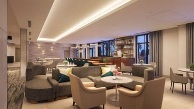 Interior of a modern lounge with seating areas