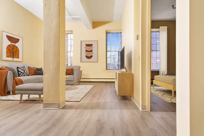 Bright interior view of a living space in the facility