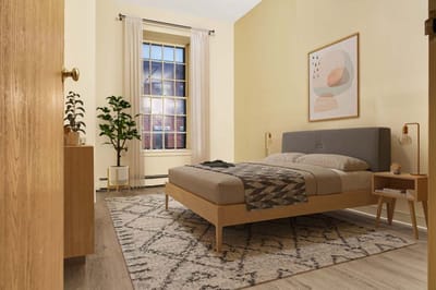 Cozy bedroom interior with modern decor