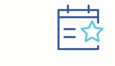 Stylized calendar icon with a star