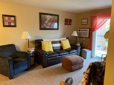 Cozy interior living space in a senior facility