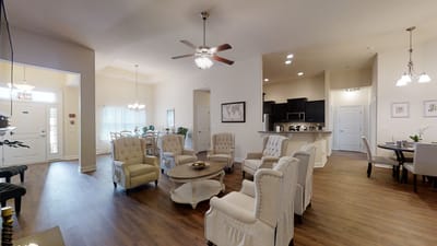 Bright and spacious common area with comfortable seating