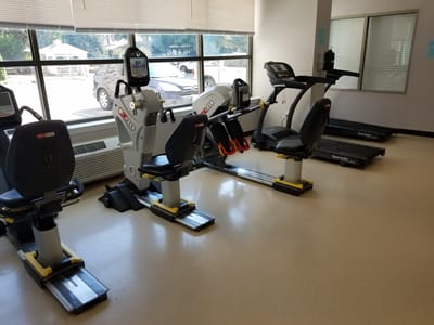 Interior view of fitness equipment in a wellness area