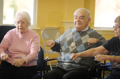 Residents participating in an activity in a common area