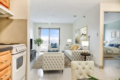 Bright interior of a comfortable living area