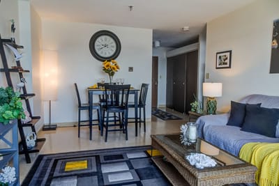 Cozy common area of an assisted living apartment