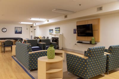 Interior common area with seating and decorations