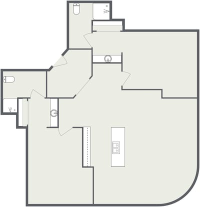 Architectural floor plan layout of living unit