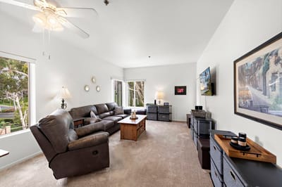 Well-lit living area in a senior apartment