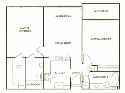 Architectural floor plan of senior apartment layout