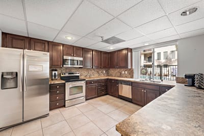 Modern kitchen interior in a senior living facility