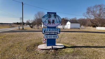 Signage for Paradise Senior Living facility