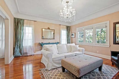 Cozy common area with elegant decor and seating.