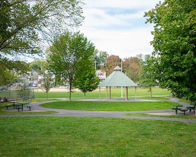 Park with gazebo and trees