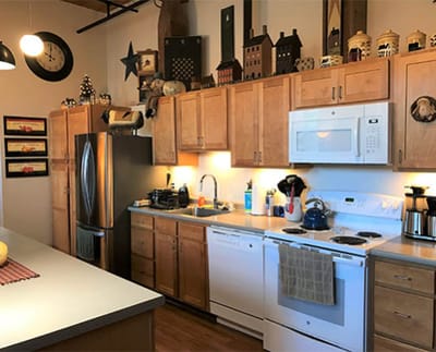 Bright kitchen area with modern appliances