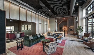 Stylish lounge area in a senior living facility