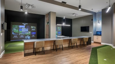 Interior space with activity and gaming area.