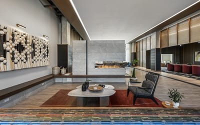 Modern common area with seating and decor