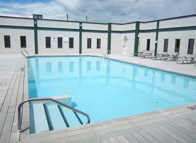 A clear swimming pool at the facility