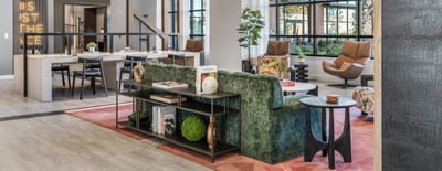 Welcoming common area with seating and decor.