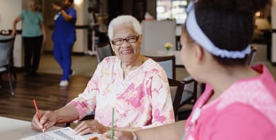 Residents enjoying a creative activity together