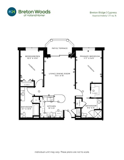 Architectural floor plan of a resident unit