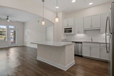 Modern kitchen area in a senior living facility
