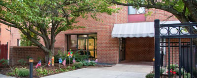 Entrance of Borden Place with landscaping