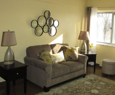 Cozy living area in a senior living facility