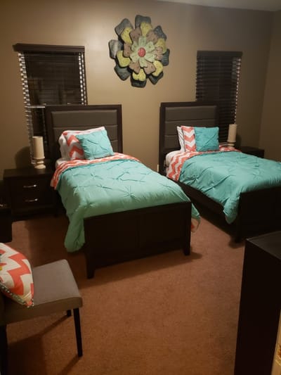 Interior view of a shared resident room with two beds