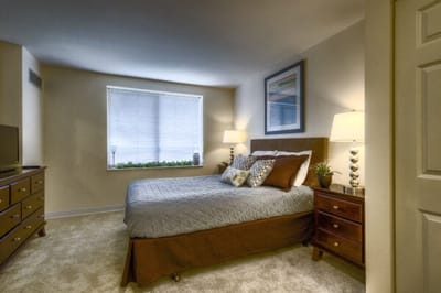 Cozy resident bedroom with bed and furnishings