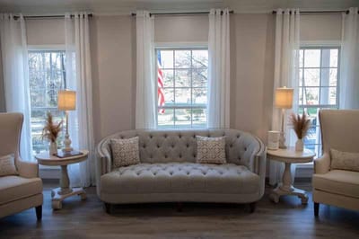 Comfortable seating in a well-lit common area