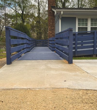 Accessible ramp leading to a building entrance
