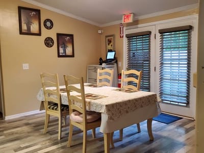 Cozy dining area with a table and chairs