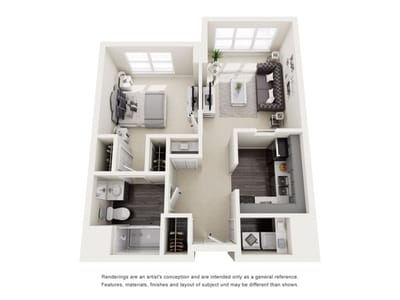 Architectural floor plan of a living unit