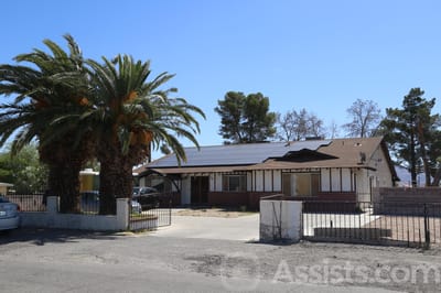 Exterior view of the facility with palm trees