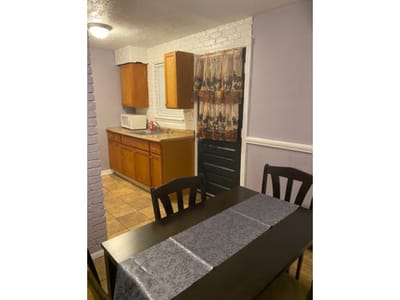 Interior view of a kitchen and dining area