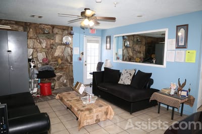 Interior view of a cozy lounge area