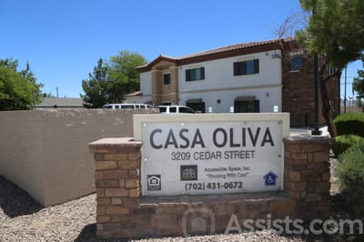 Exterior view of Casa Oliva facility sign and building