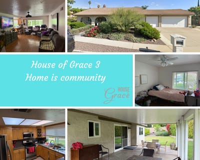 Collage showcasing the House of Grace facility and community
